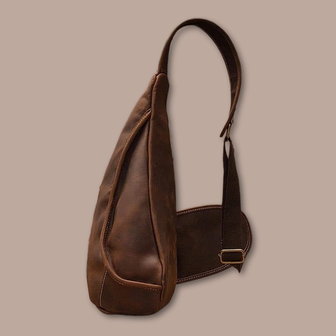 sacoche homme cuir naturel Marron Foncé / 20cm x 40cm x 12cm