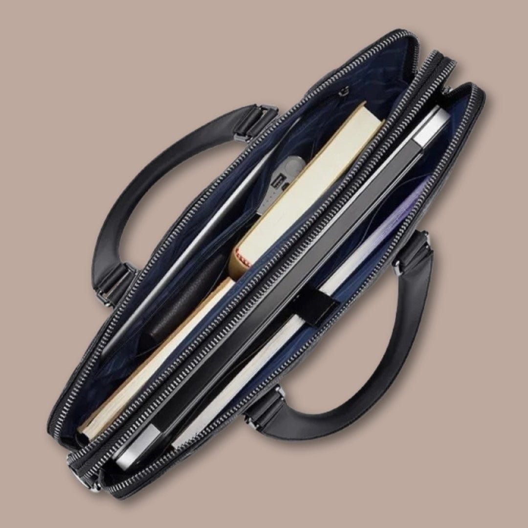 sacoche homme cuir noir 38.5cm x 27.5cm x 6.5cm