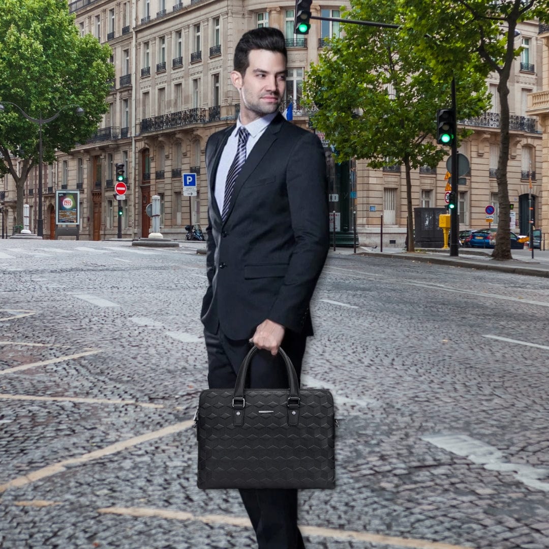 sacoche homme cuir noir 38.5cm x 27.5cm x 6.5cm