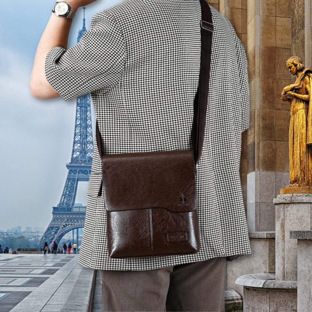 sacoche homme cuir souple Marron / 22cm x 26cm x 5cm