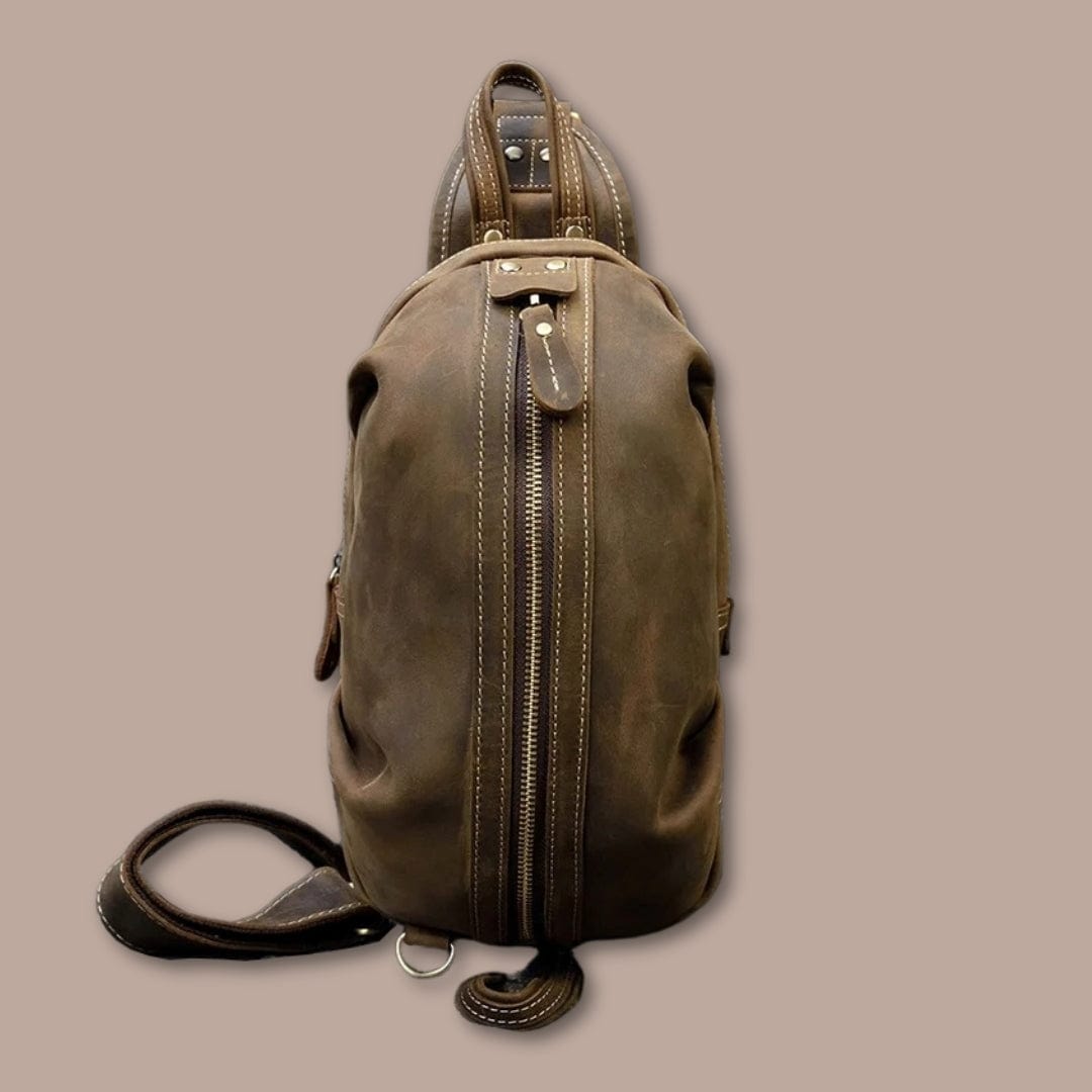 Sacoche Homme Cuir Vachette Marron Foncé / 17cm x 32cm x 10cm