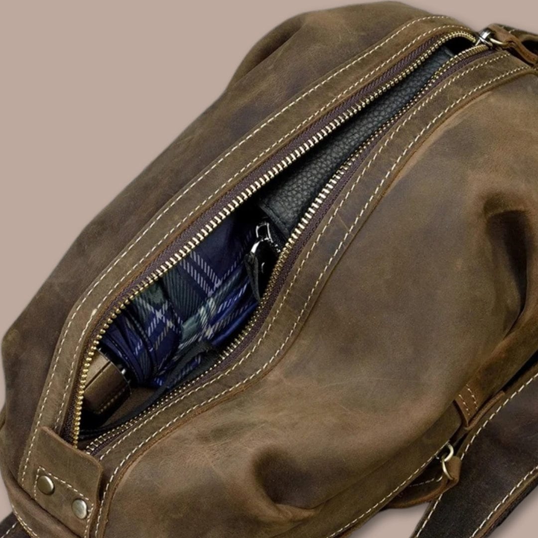 Sacoche Homme Cuir Vachette Marron Foncé / 17cm x 32cm x 10cm