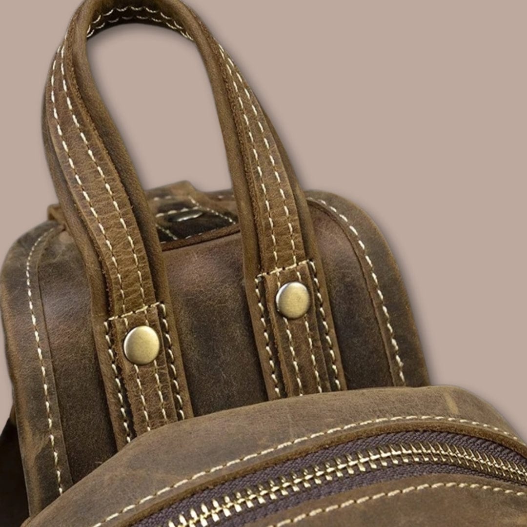 Sacoche Homme Cuir Vachette Marron Foncé / 17cm x 32cm x 10cm