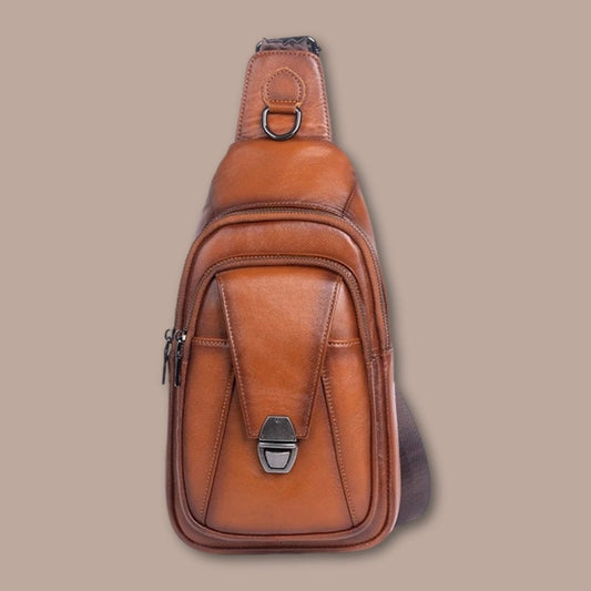 sacoche-homme-luxe Marron Clair / 17cm x 30cm x 7.5cm