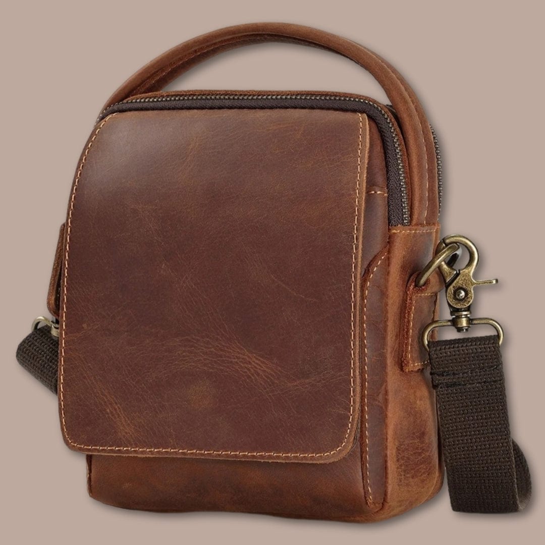 Sacoche Homme Marron Marron / 17cm x 20cm x 8cm