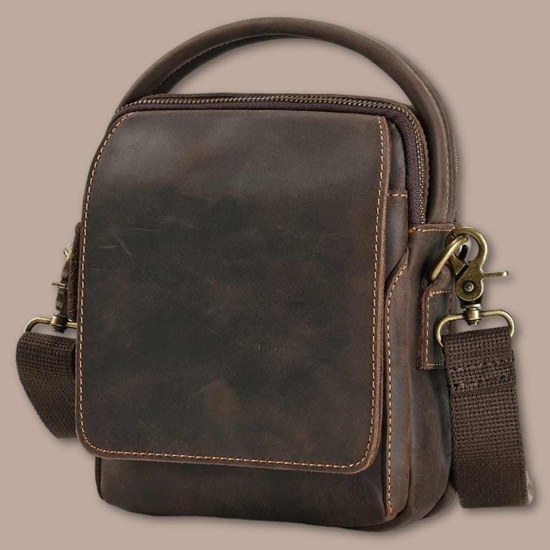 Sacoche Homme Marron Marron Foncé / 17cm x 20cm x 8cm