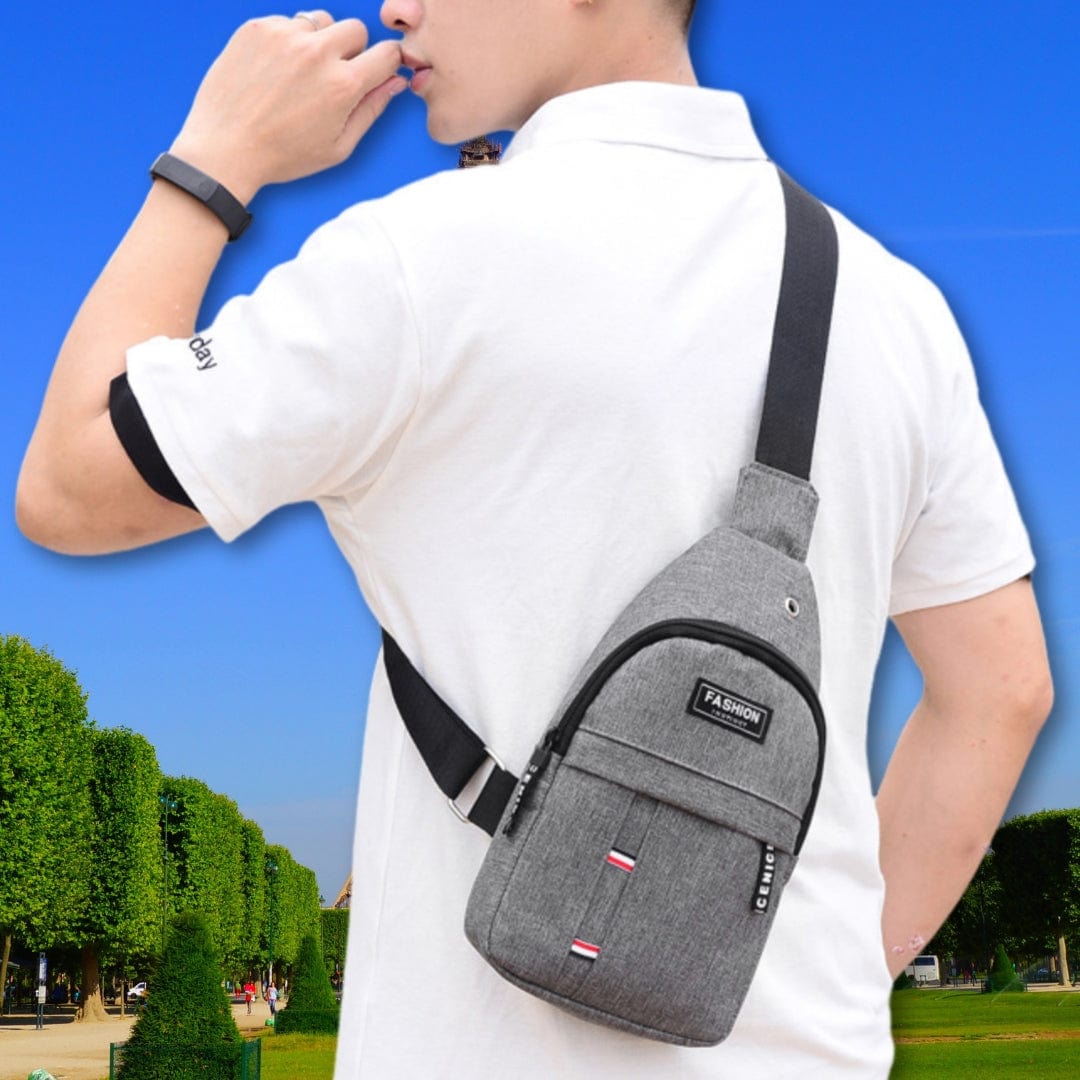 Sacoche homme pas cher tissu bleu / 17cm x 31cm X 6cm