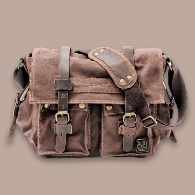 sacoche nylon homme Marron foncé / 38cm x 28cm x 12cm