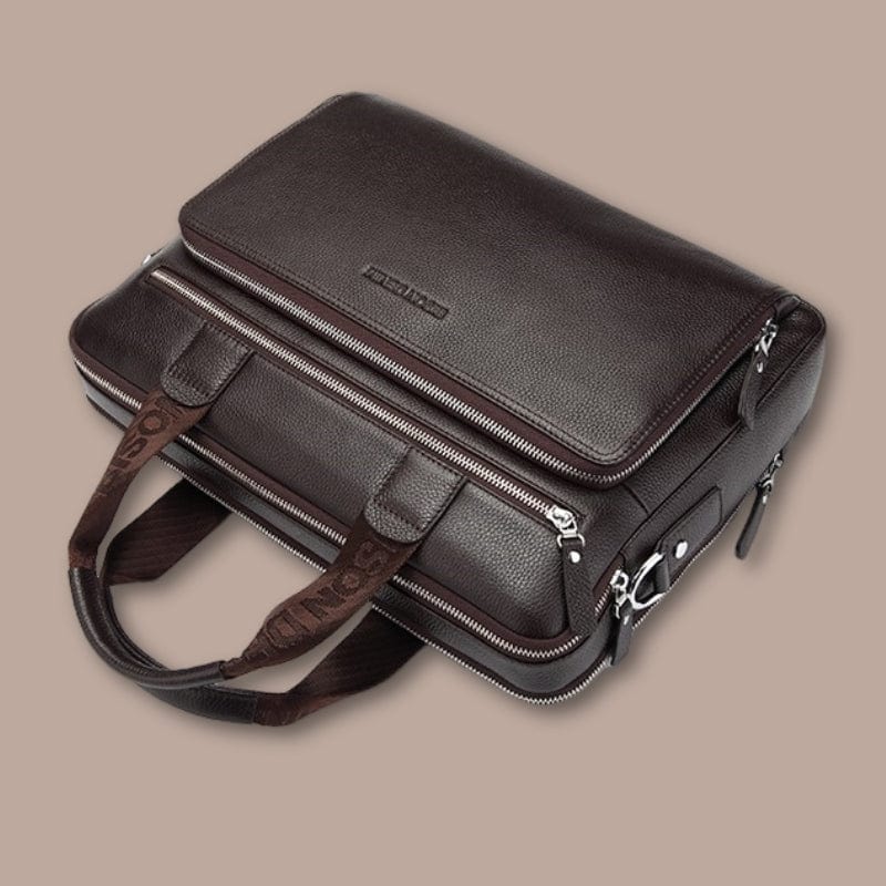 Sacoche Ordinateur Portable Cuir Marron The Bridge - Occasion Très Bon état, Dimensions 17"x14"x5"