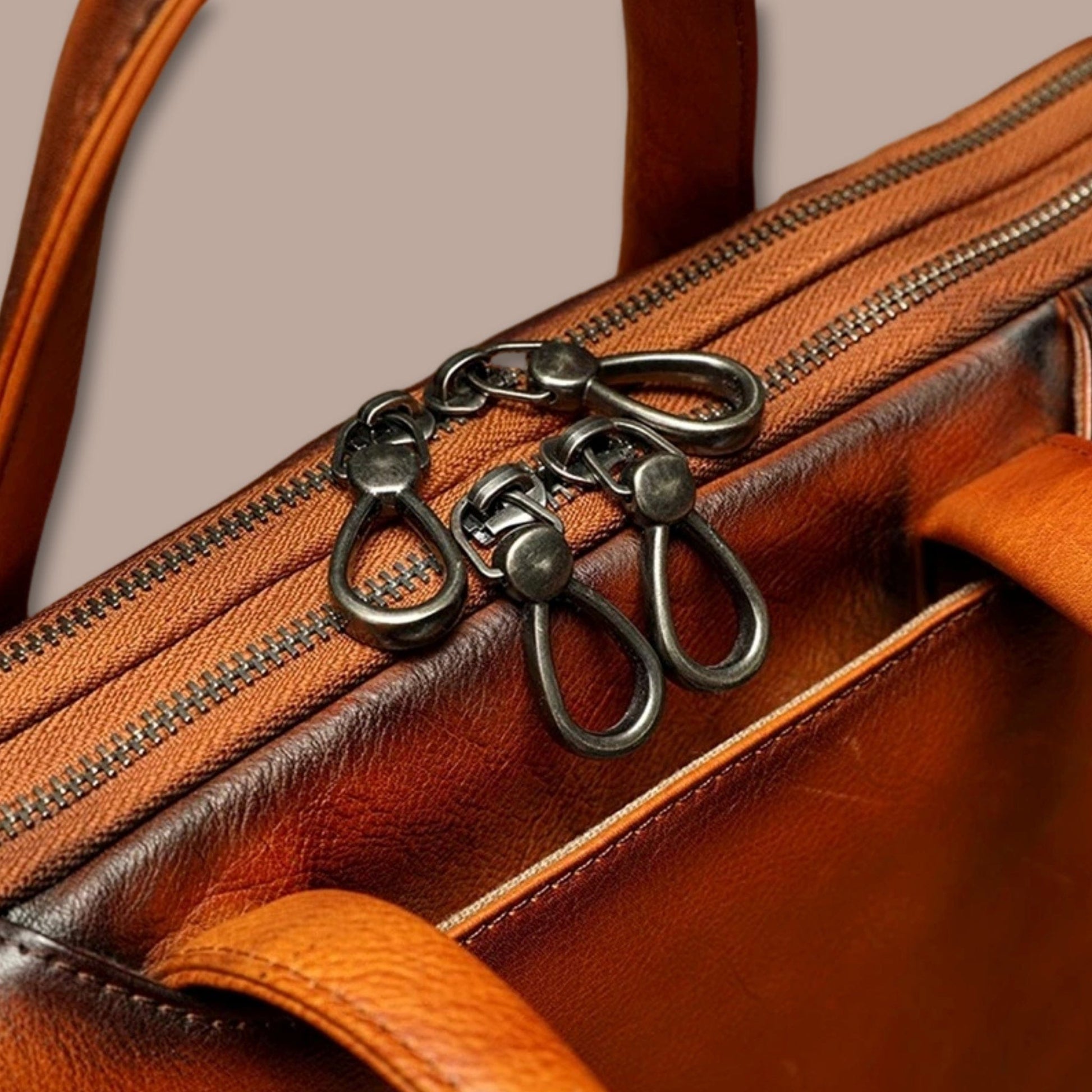 Sacoche Ordinateur Homme Cuir Cognac | Sacoche Luxe 38cm x 28cm x 7cm