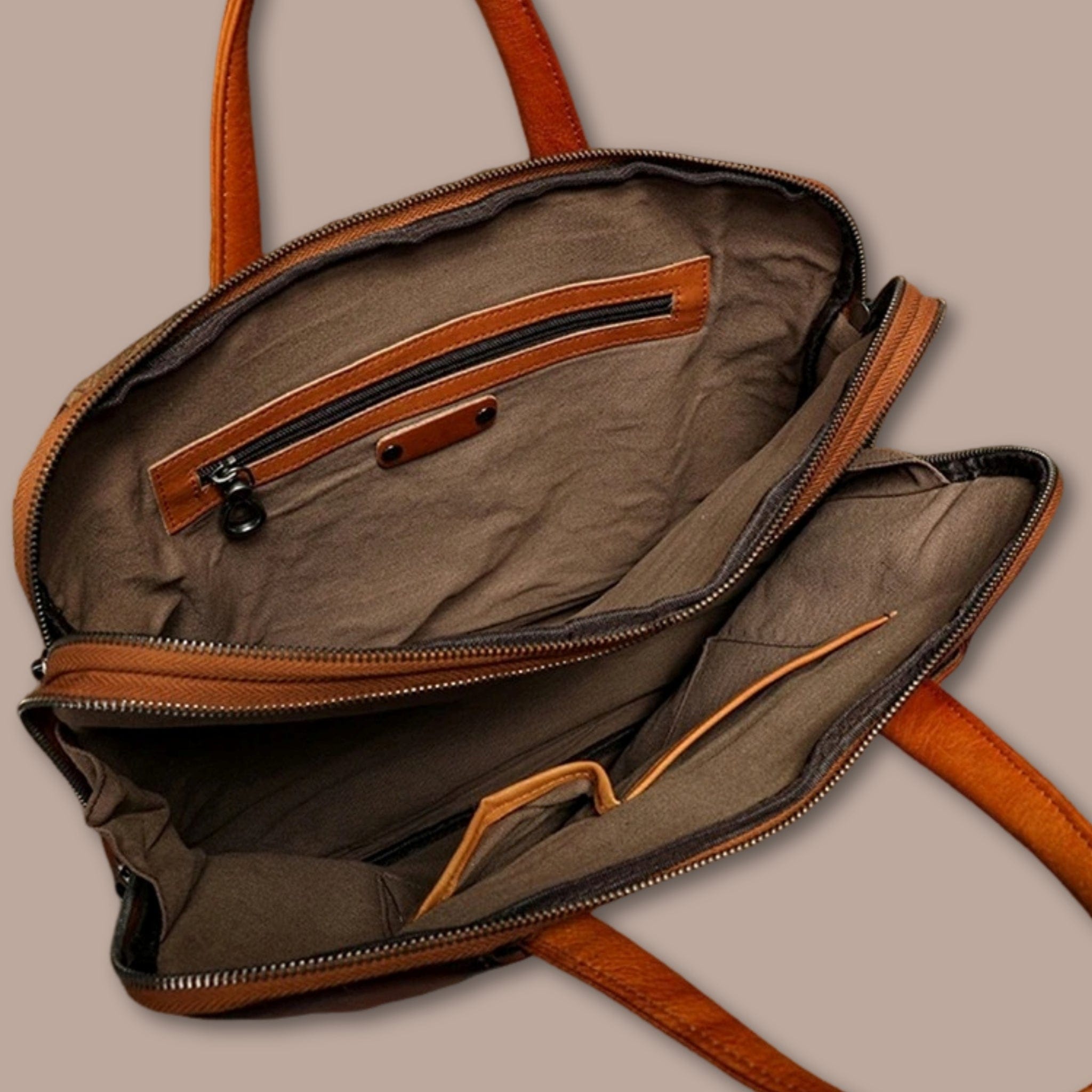 Sacoche Ordinateur Homme Cuir Cognac | Sacoche Luxe 38cm x 28cm x 7cm