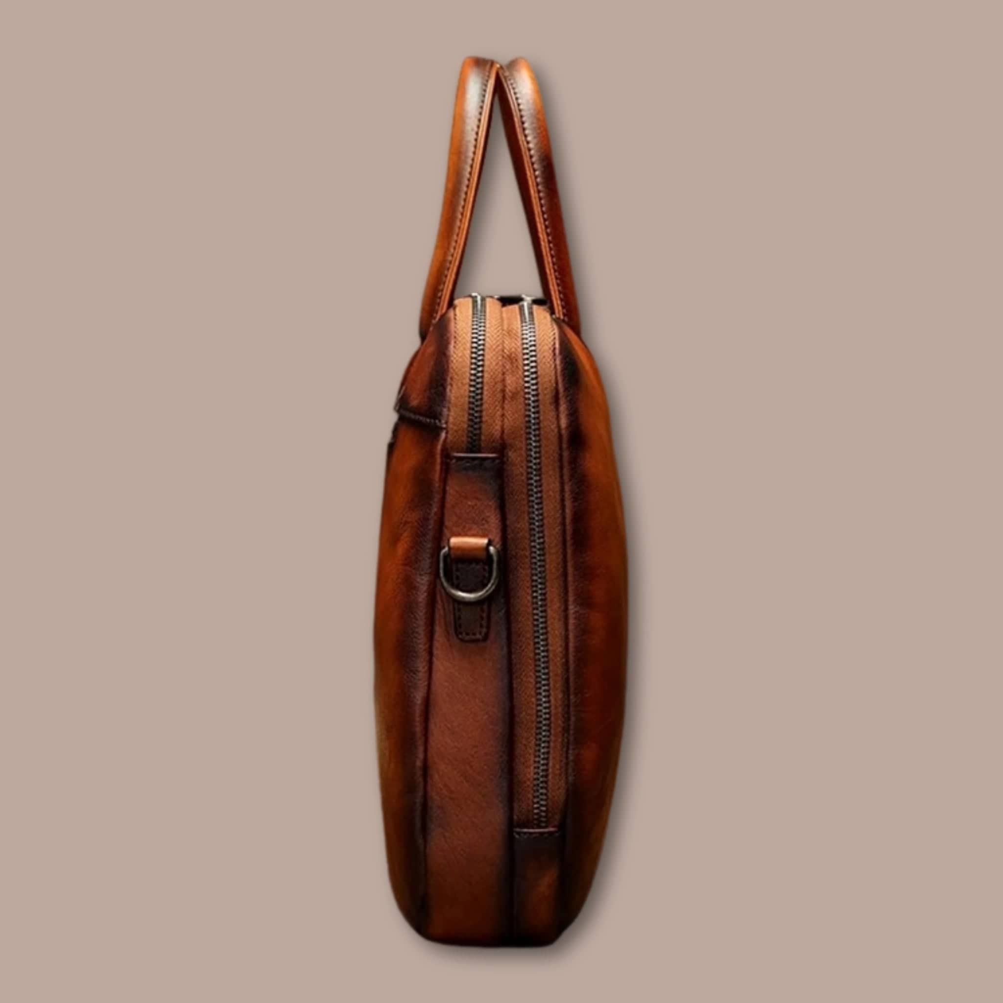 Sacoche Ordinateur Homme Cuir Cognac | Sacoche Luxe 38cm x 28cm x 7cm