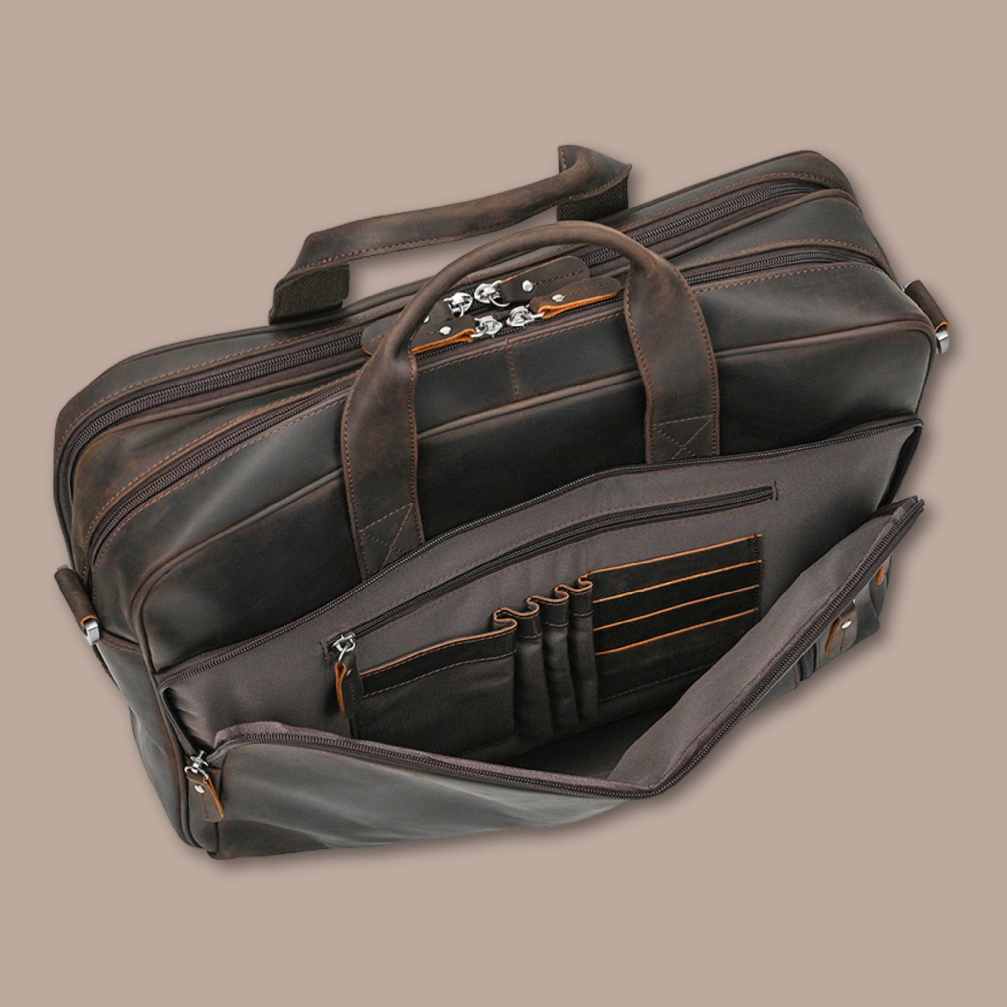 Sacoche Ordinateur Homme Grande Capacité | Cuir Crazy Horse 45cm x 32cm x 13cm