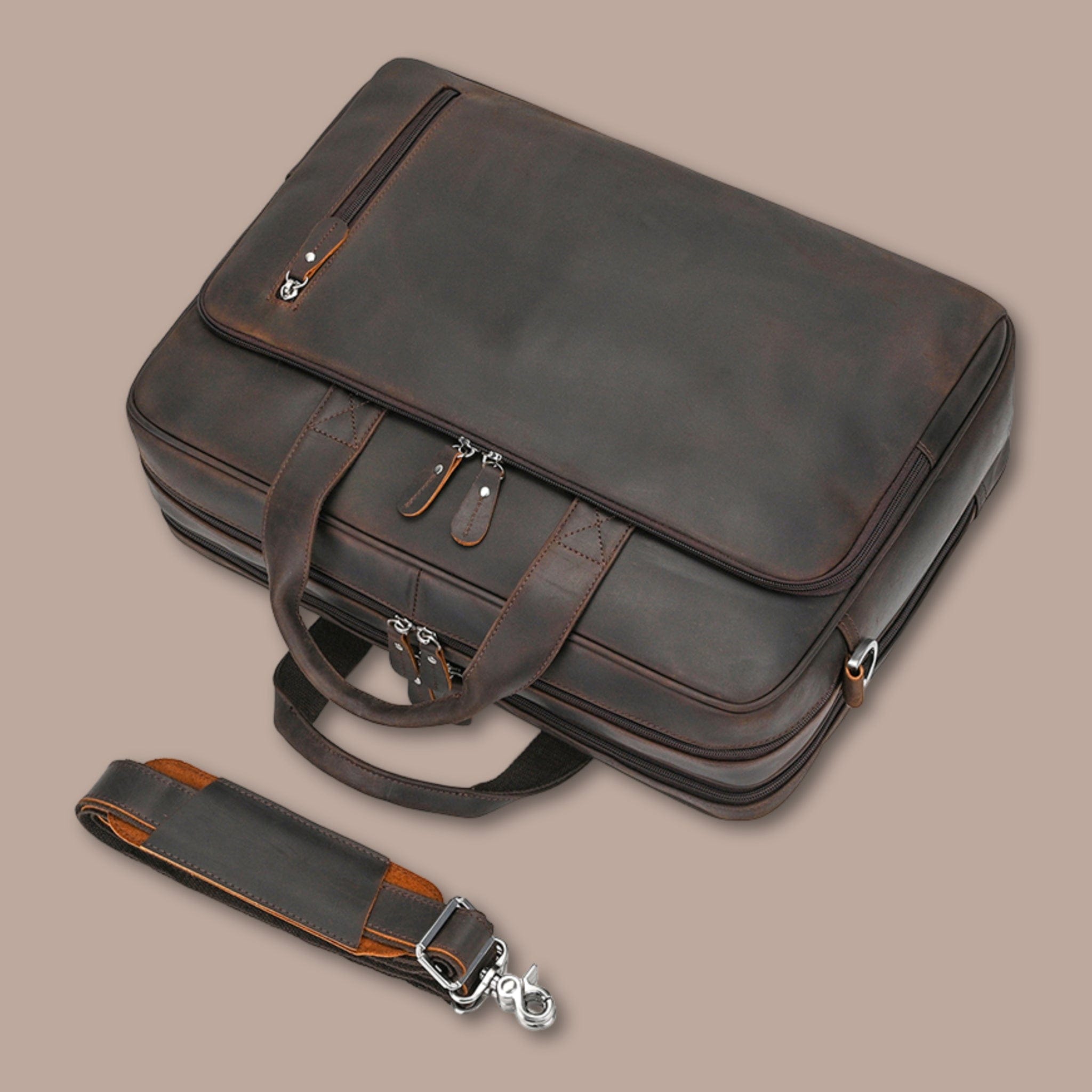 Sacoche Ordinateur Homme Grande Capacité | Cuir Crazy Horse 45cm x 32cm x 13cm