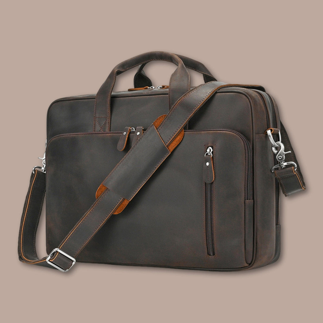 Sacoche Ordinateur Homme Grande Capacité | Cuir Crazy Horse 45cm x 32cm x 13cm