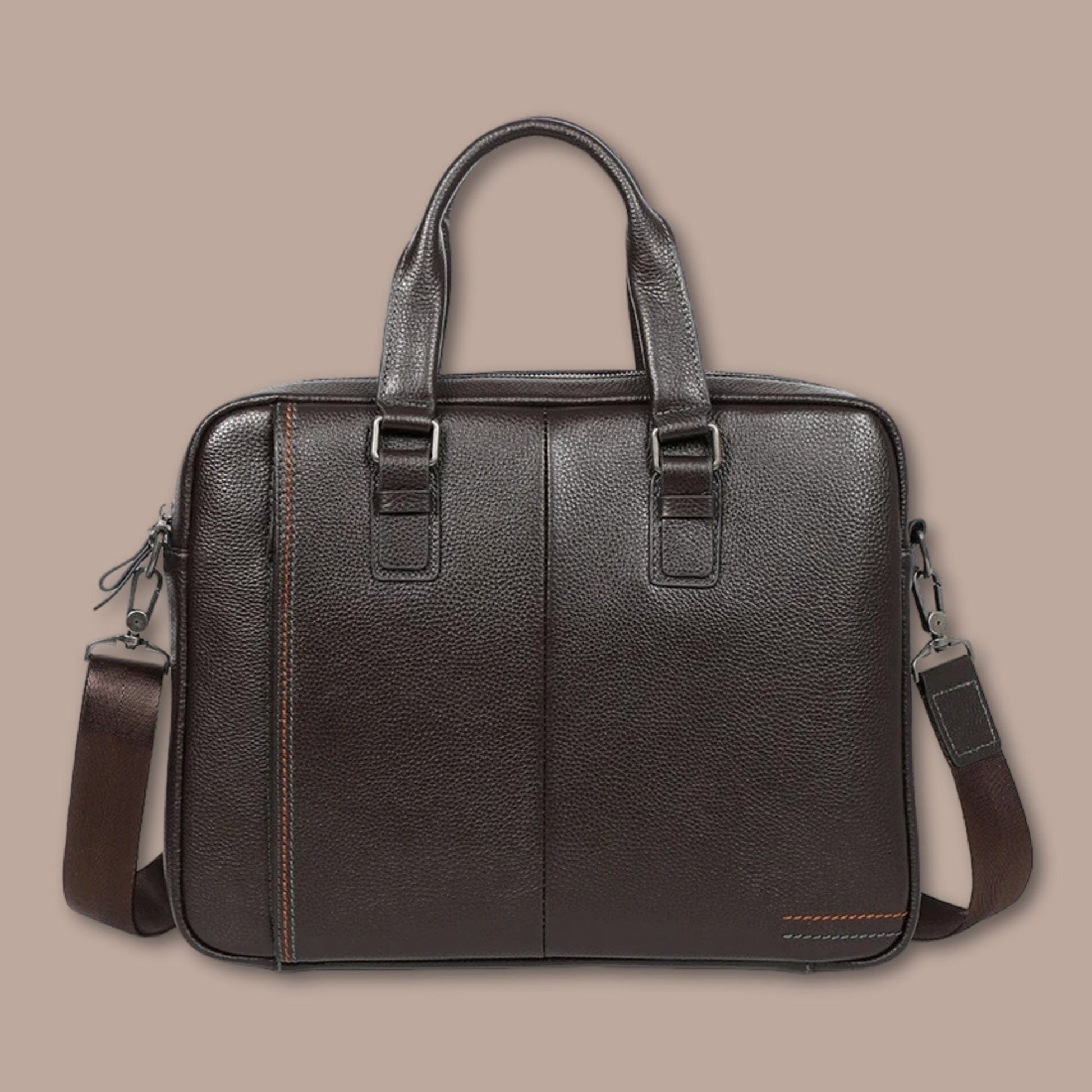 Sacoche Ordinateur Portable Homme | Sacoche Homme Cuir Marron Foncé / 39cm x 27cm x 9cm