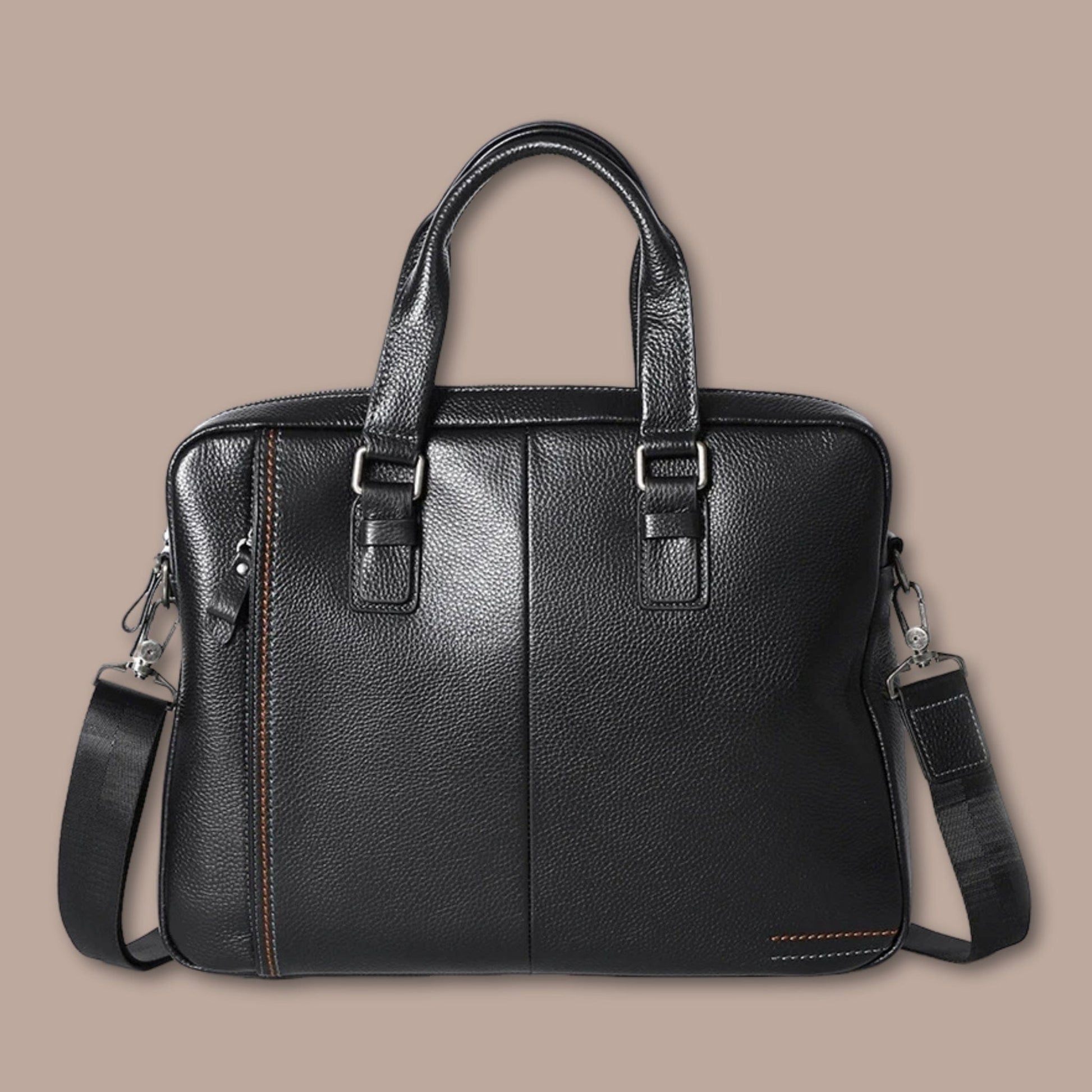 Sacoche Ordinateur Portable Homme | Sacoche Homme Cuir Noir / 39cm x 27cm x 9cm