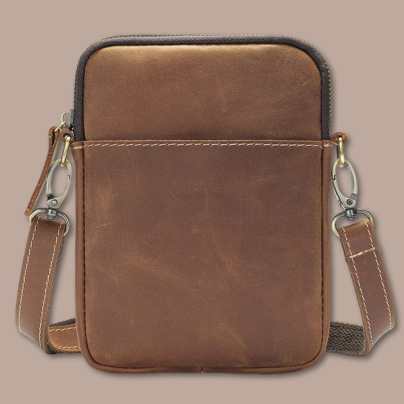 sacoche plate homme Marron / 16cm x 20cm x 3cm