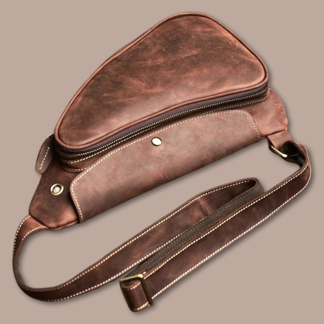 Sacoche Poitrine Cuir Vintage Marron