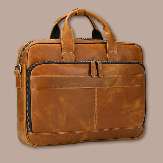 sacoche porte document homme Marron Clair / 44cm x 32cm x 10cm