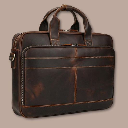 sacoche porte document homme Marron Foncé / 44cm x 32cm x 10cm