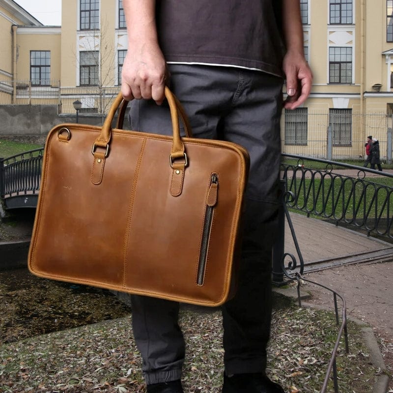 sacoche rectangulaire homme Marron Clair / 42cm x 32cm x 9cm