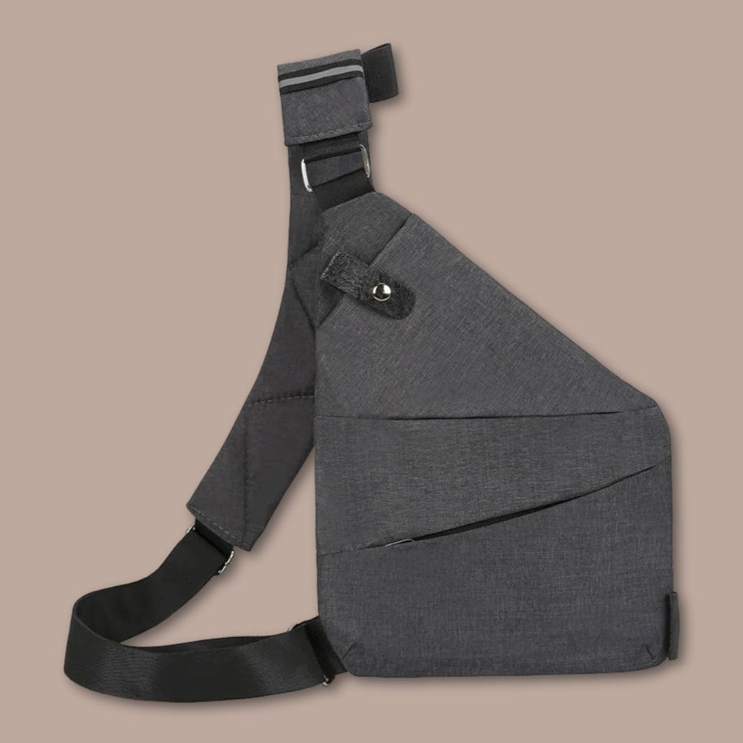 sacoche tissu bandouliere homme Tissu Gris / 23cm x 31cm x 2cm - Gauche