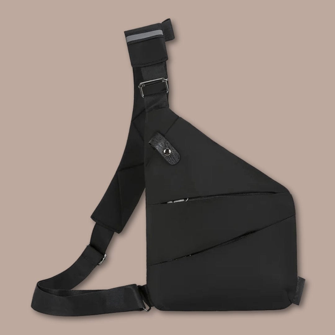 sacoche tissu bandouliere homme Tissu Noir / 23cm x 31cm x 2cm - Gauche