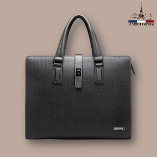 Sacoche homme noire élégante à poignées, design moderne et finition premium.